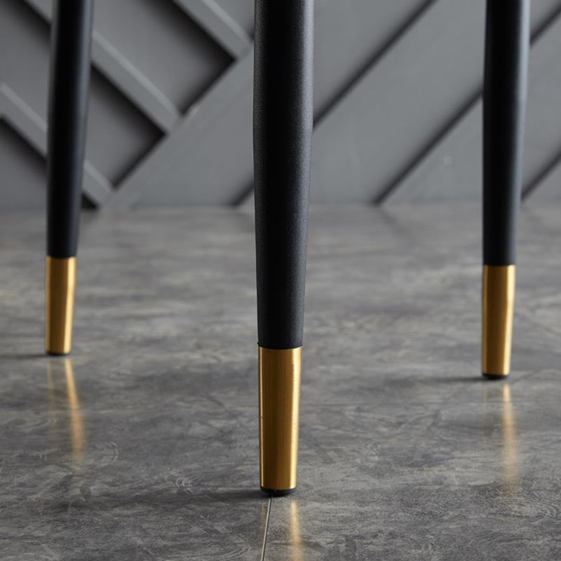 Glam Leather Dining Chair Open Back Dining Side Furniture with Iron Legs in Matte Finish