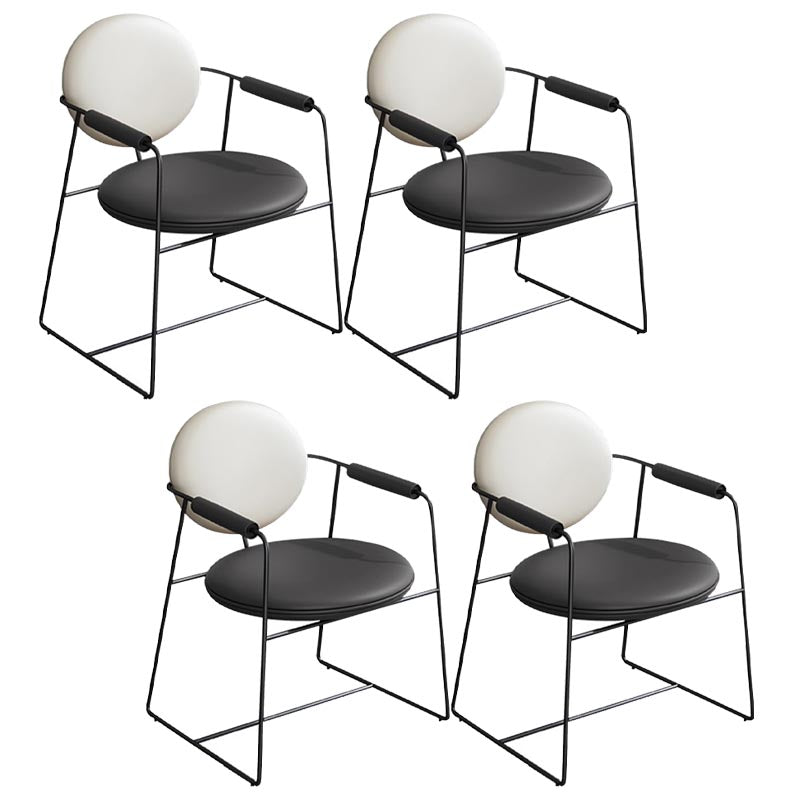 Leather Upholstered Arm Chair King Louis Back Chair for Dining Room
