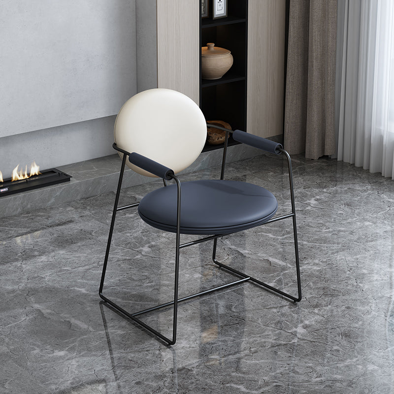 Leather Upholstered Arm Chair King Louis Back Chair for Dining Room