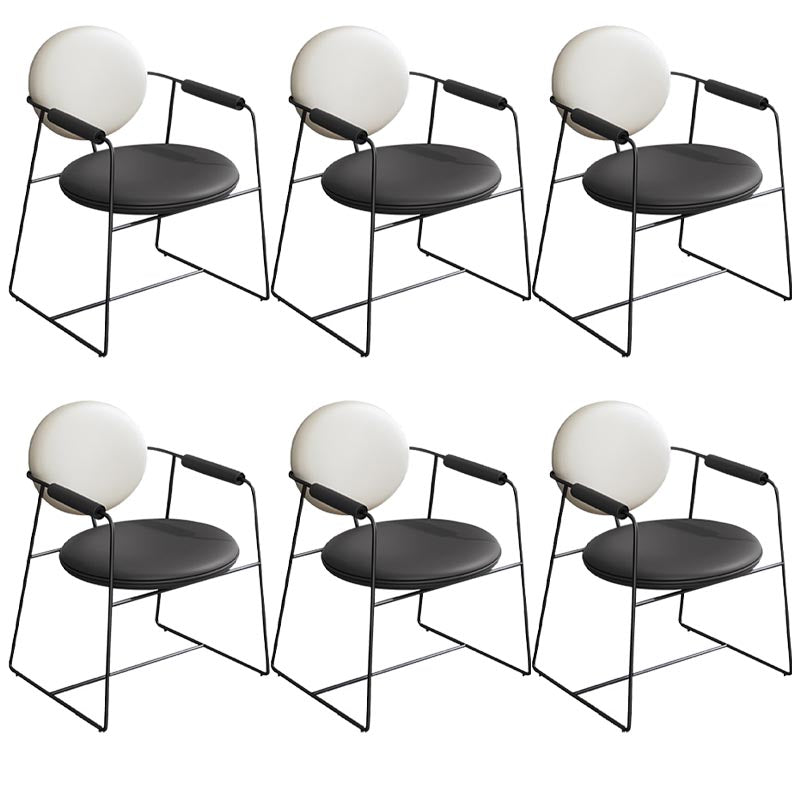 Leather Upholstered Arm Chair King Louis Back Chair for Dining Room