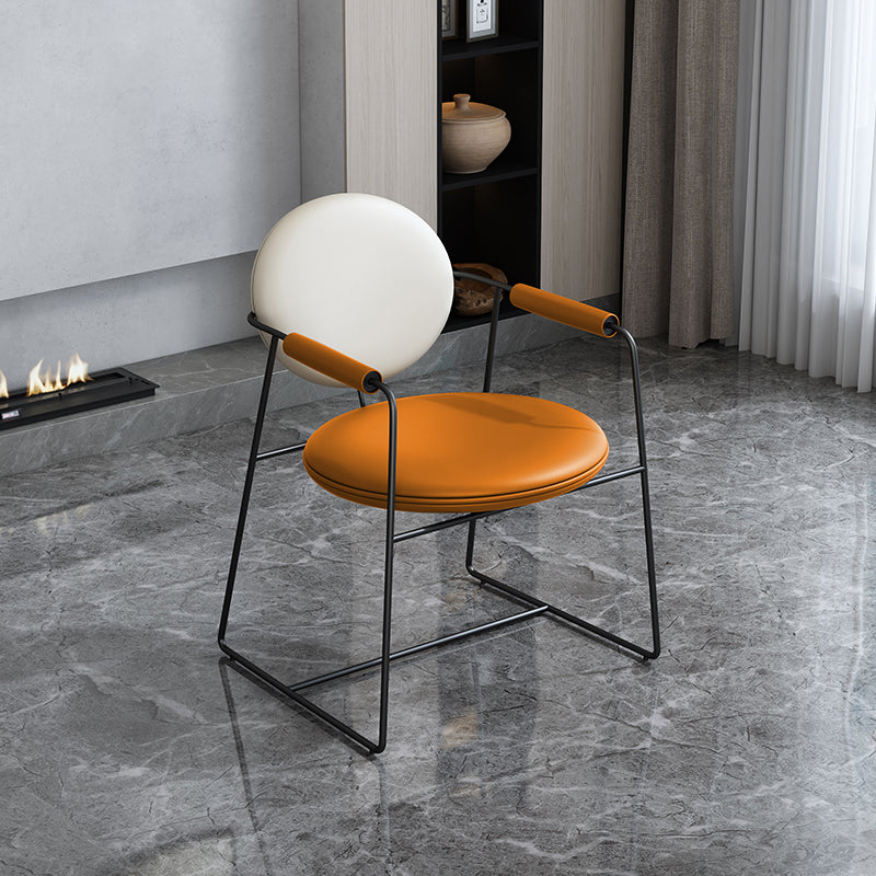 Leather Upholstered Arm Chair King Louis Back Chair for Dining Room