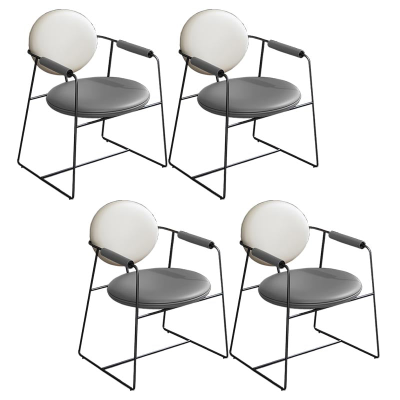 Leather Upholstered Arm Chair King Louis Back Chair for Dining Room