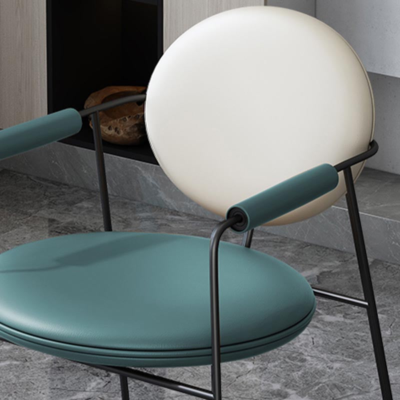 Leather Upholstered Arm Chair King Louis Back Chair for Dining Room