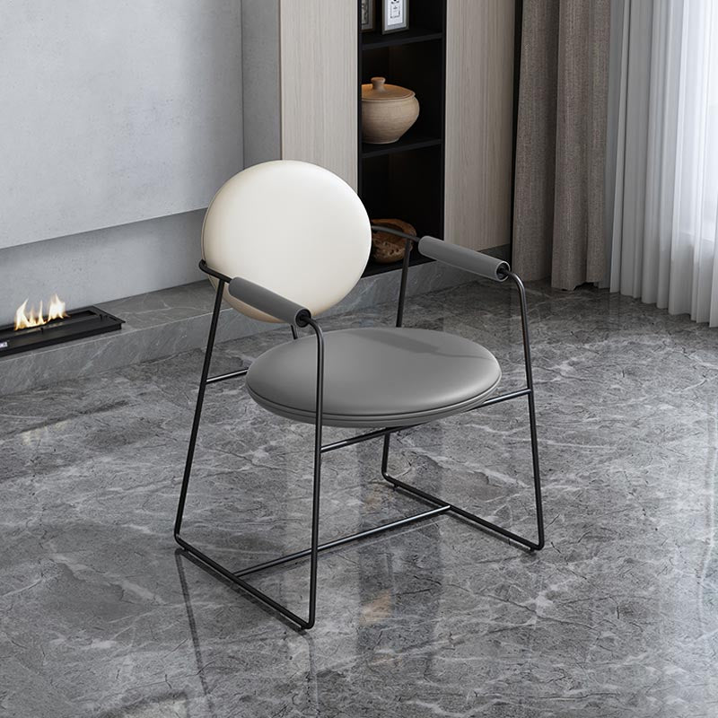 Leather Upholstered Arm Chair King Louis Back Chair for Dining Room