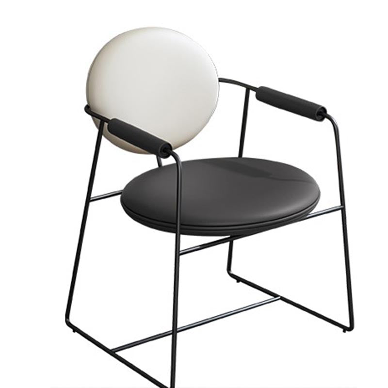 Leather Upholstered Arm Chair King Louis Back Chair for Dining Room