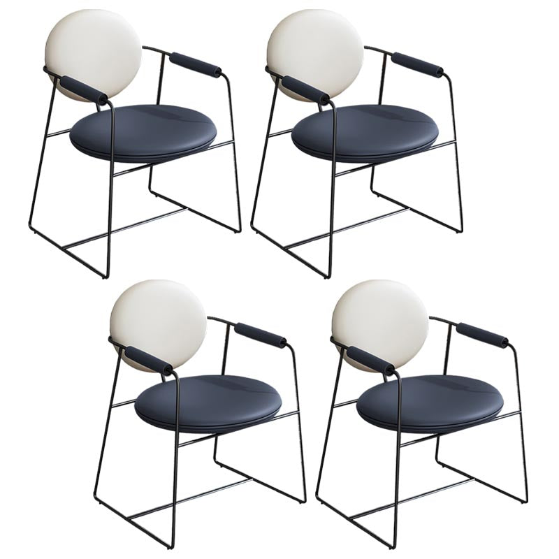 Leather Upholstered Arm Chair King Louis Back Chair for Dining Room