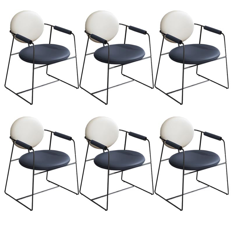 Leather Upholstered Arm Chair King Louis Back Chair for Dining Room