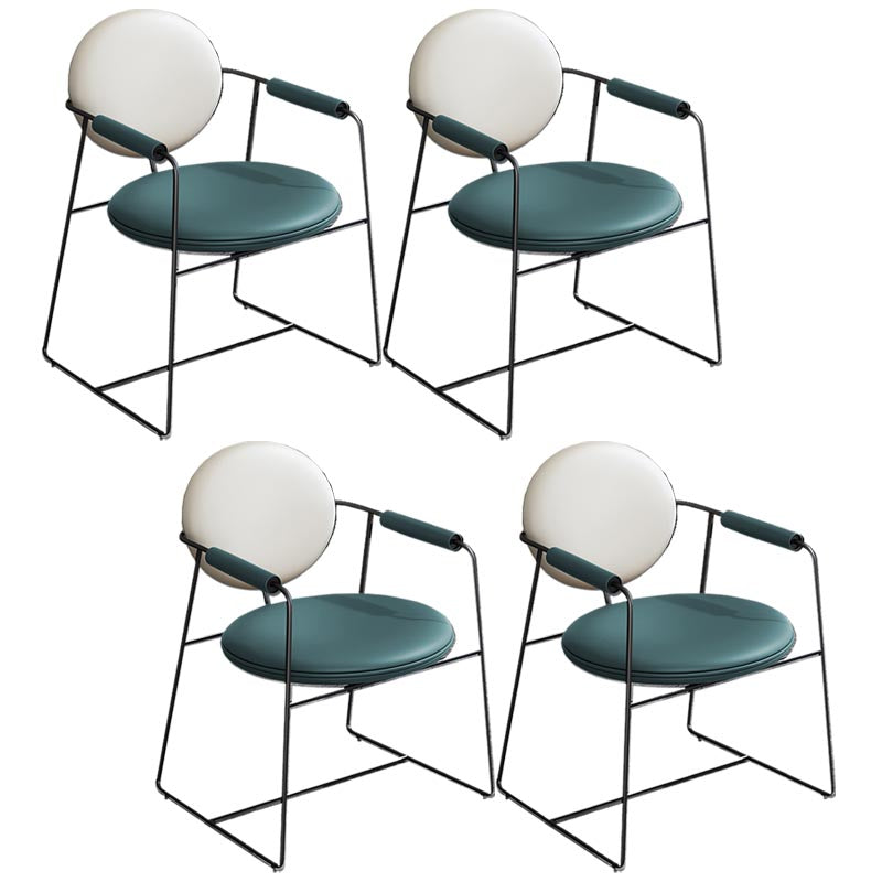 Leather Upholstered Arm Chair King Louis Back Chair for Dining Room