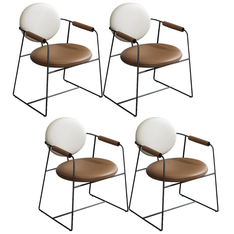 Leather Upholstered Arm Chair King Louis Back Chair for Dining Room