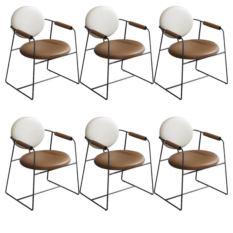 Leather Upholstered Arm Chair King Louis Back Chair for Dining Room