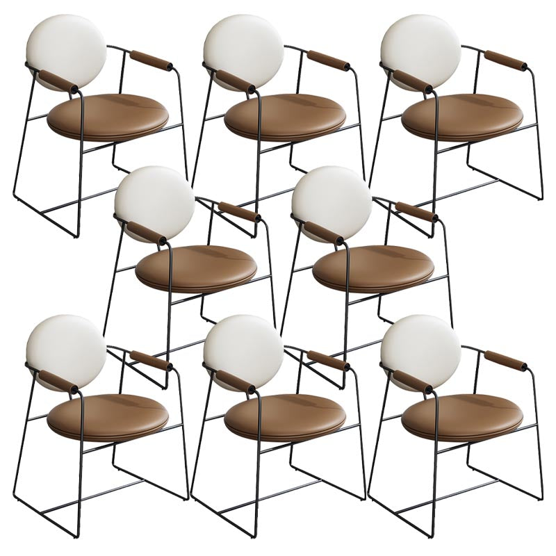 Leather Upholstered Arm Chair King Louis Back Chair for Dining Room