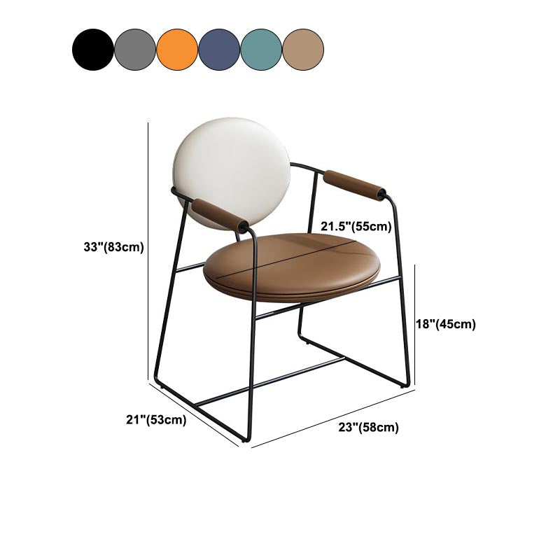 Leather Upholstered Arm Chair King Louis Back Chair for Dining Room