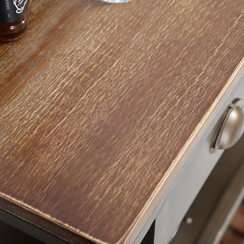 35.43" High Rolling Industrial Kitchen Trolley Wooden Kitchen Trolley for Dining Room