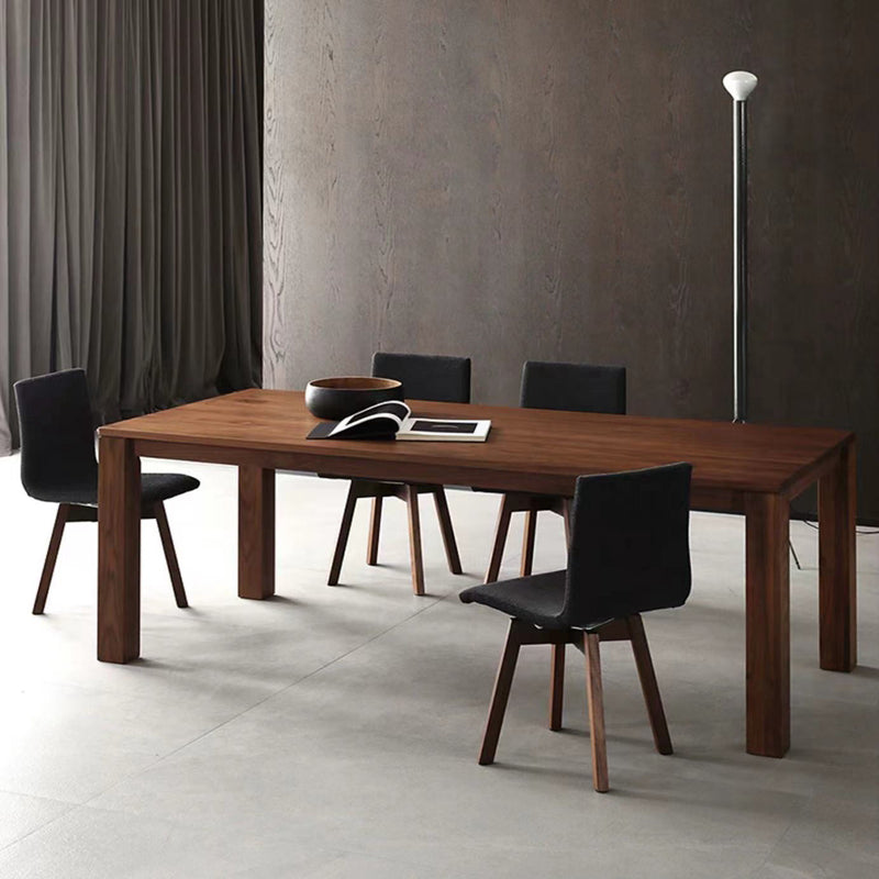 Modern Rectangle Dining Site Table Pine Solid Wood 4 Legs Dining Table in Brown