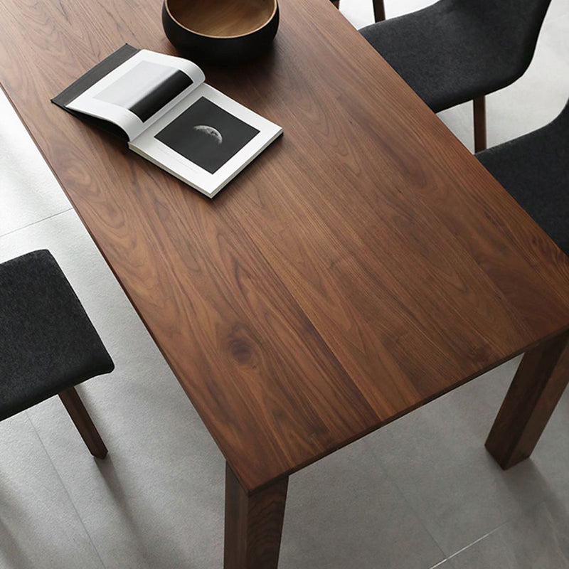 Modern Rectangle Dining Site Table Pine Solid Wood 4 Legs Dining Table in Brown