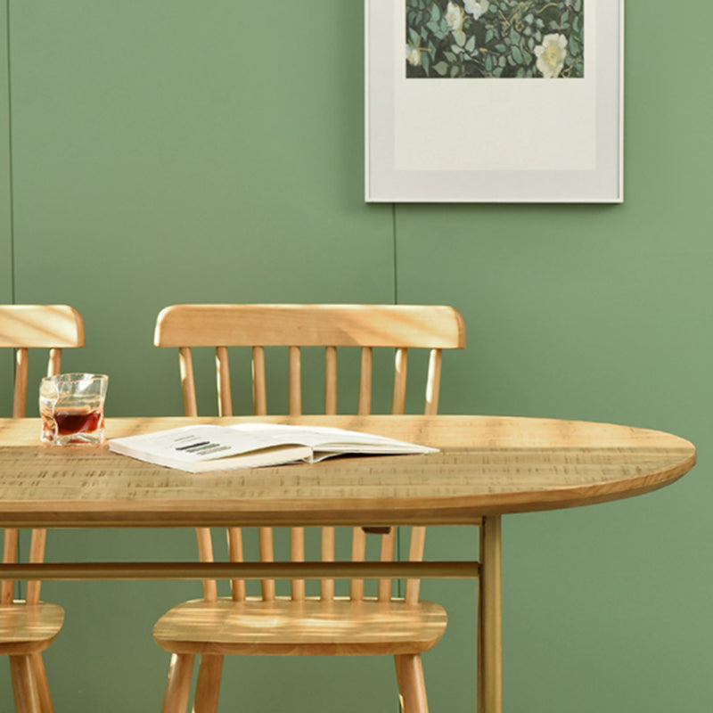 Modern Solid Wood Dinner Room Kitchen Table Oval Dinette Table in Natural