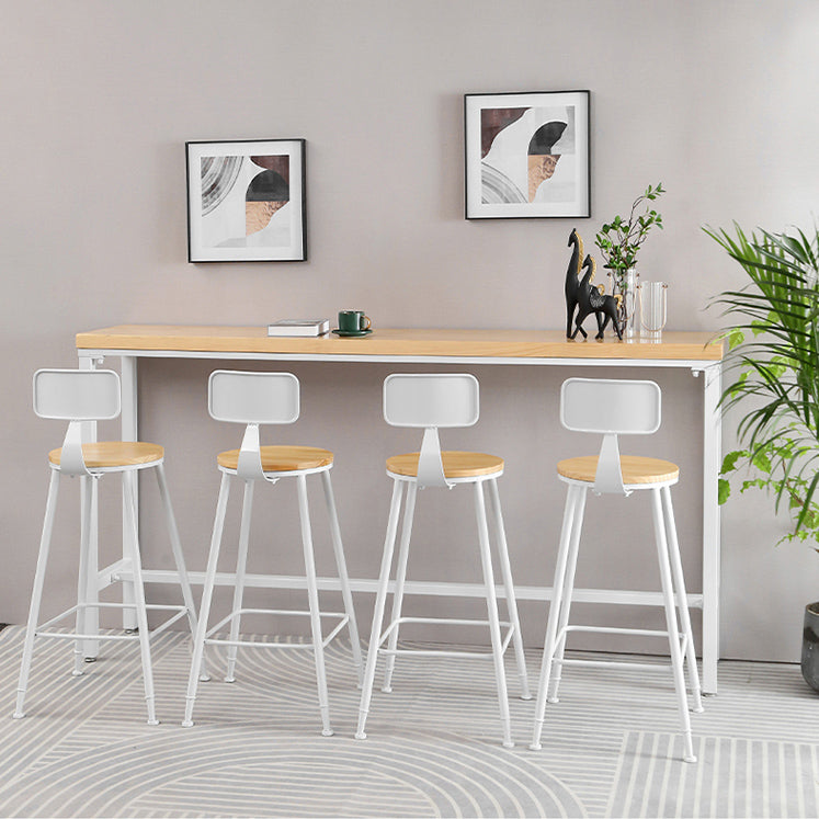 Industrial Rectangle Solid Wood Bar Table Set 1/5/9 Pieces Counter Table with High Stools