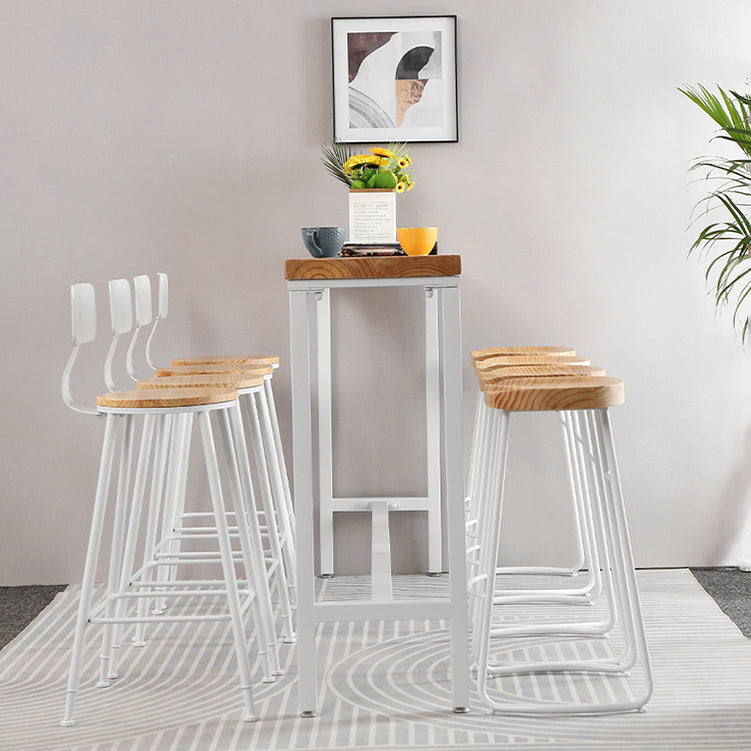 Industrial Rectangle Solid Wood Bar Table Set 1/5/9 Pieces Counter Table with High Stools