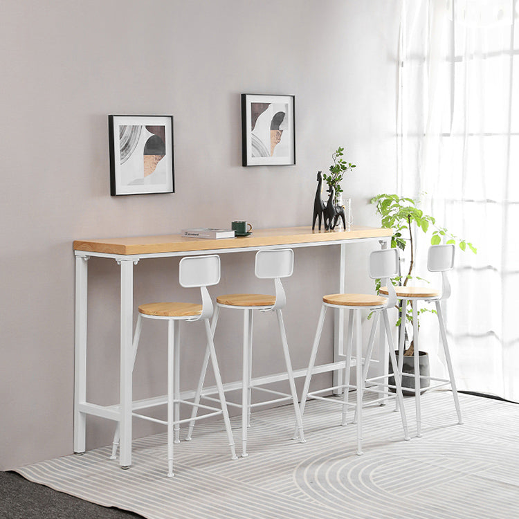 Industrial Rectangle Solid Wood Bar Table Set 1/5/9 Pieces Counter Table with High Stools