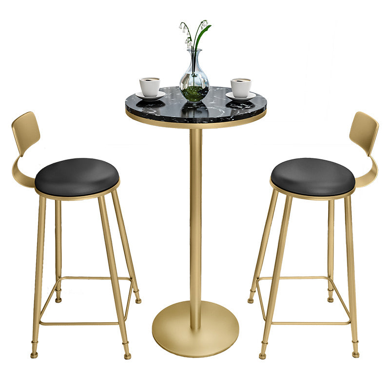 1/2/3 Pieces Glam Iron Bar Table Set Faux Marble Top Bistro Set with Pedestal
