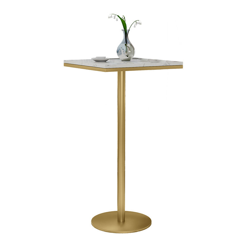 1/2/3 Pieces Glam Iron Bar Table Set Faux Marble Top Bistro Set with Pedestal