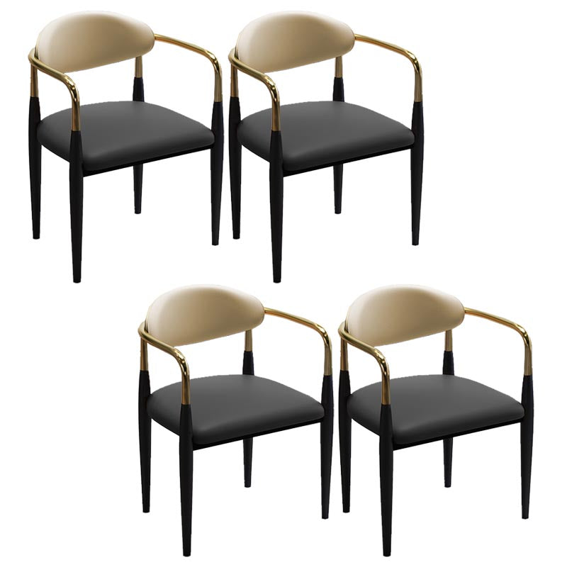 Contemporary Leather Dining Chair Open Back Dining Side Furniture in Matte Finish for Home