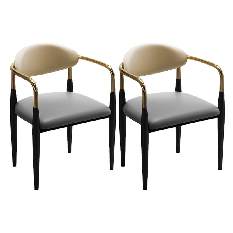 Contemporary Leather Dining Chair Open Back Dining Side Furniture in Matte Finish for Home