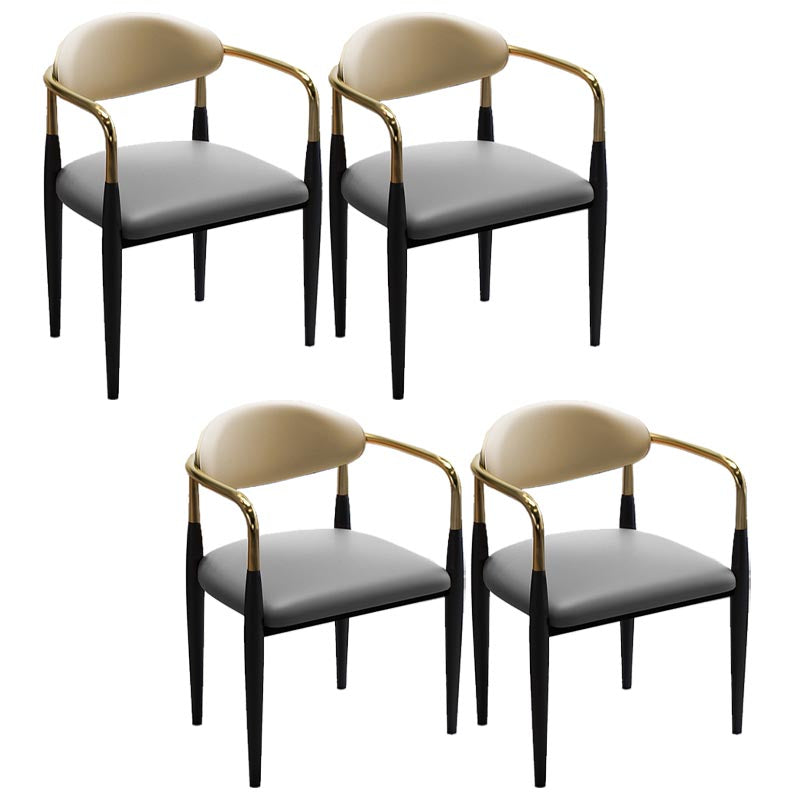 Contemporary Leather Dining Chair Open Back Dining Side Furniture in Matte Finish for Home