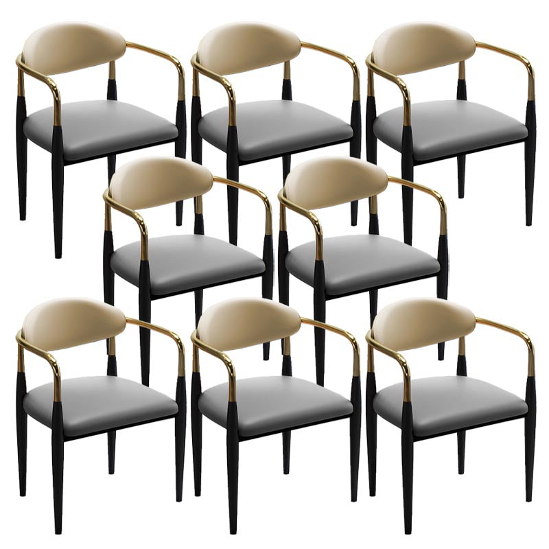 Contemporary Leather Dining Chair Open Back Dining Side Furniture in Matte Finish for Home