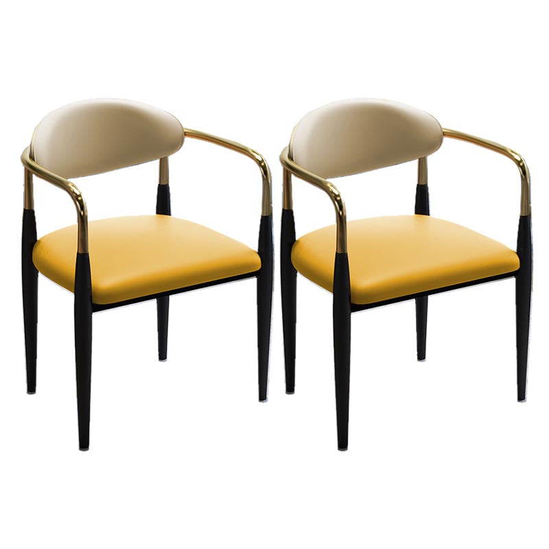 Contemporary Leather Dining Chair Open Back Dining Side Furniture in Matte Finish for Home