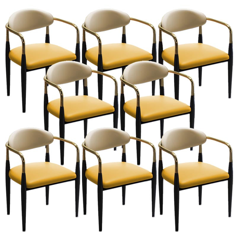 Contemporary Leather Dining Chair Open Back Dining Side Furniture in Matte Finish for Home