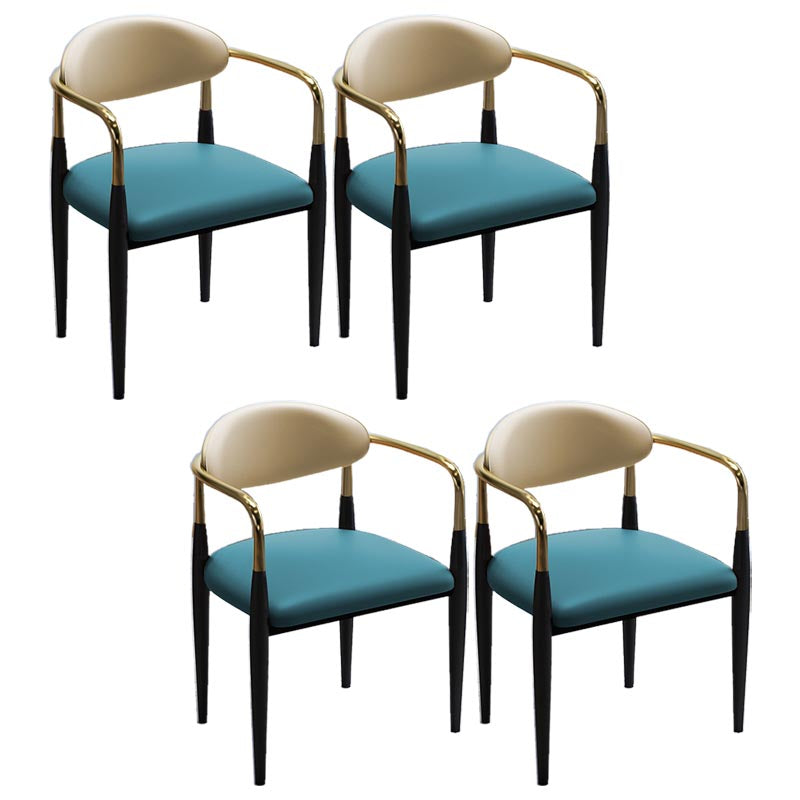 Contemporary Leather Dining Chair Open Back Dining Side Furniture in Matte Finish for Home