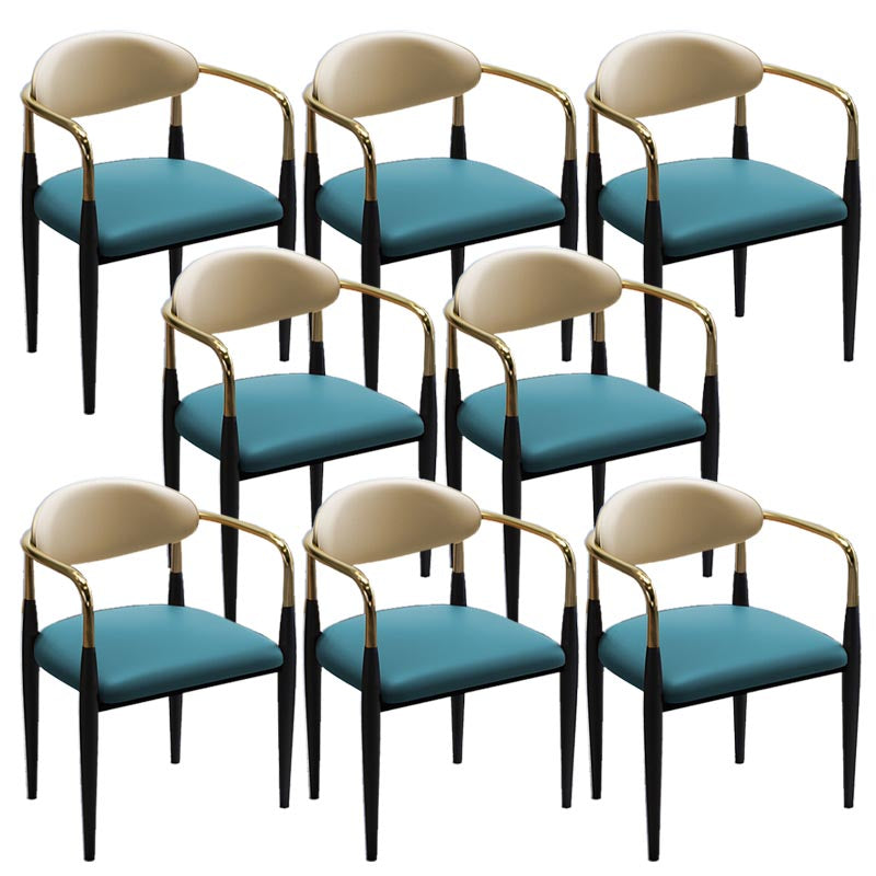 Contemporary Leather Dining Chair Open Back Dining Side Furniture in Matte Finish for Home