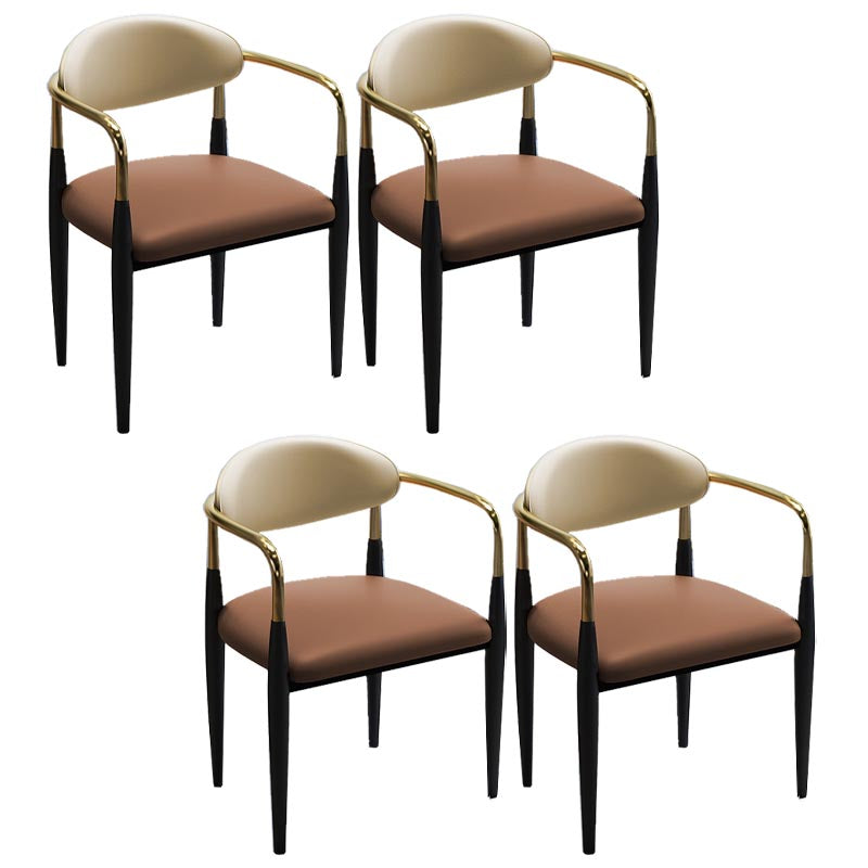 Contemporary Leather Dining Chair Open Back Dining Side Furniture in Matte Finish for Home