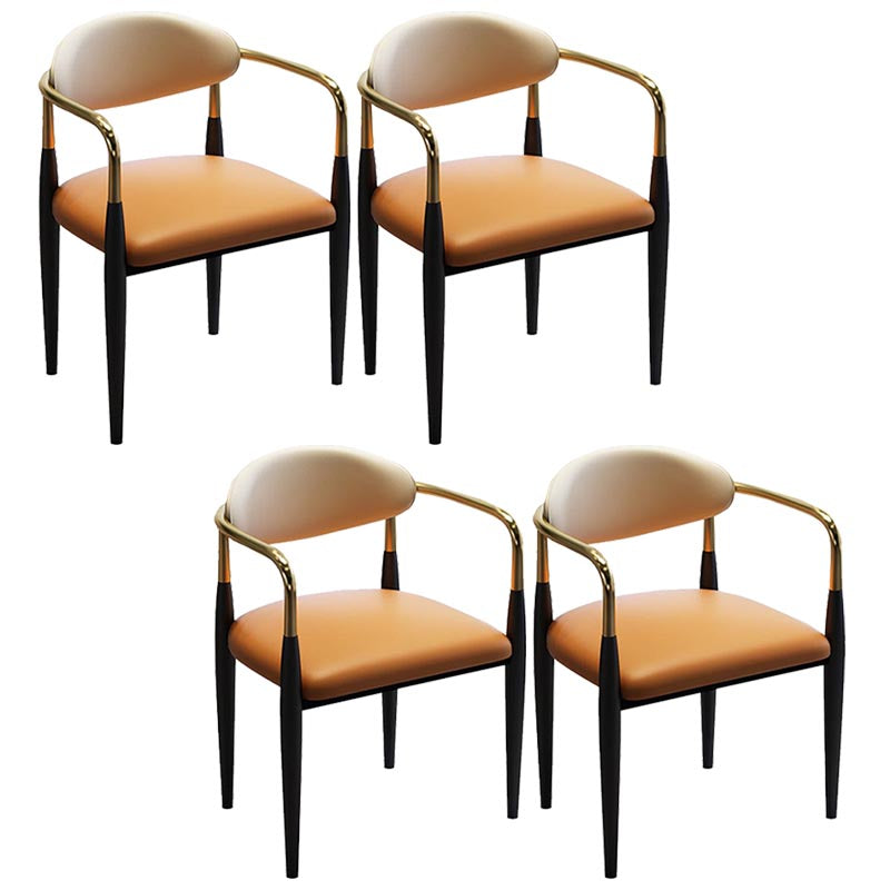 Contemporary Leather Dining Chair Open Back Dining Side Furniture in Matte Finish for Home