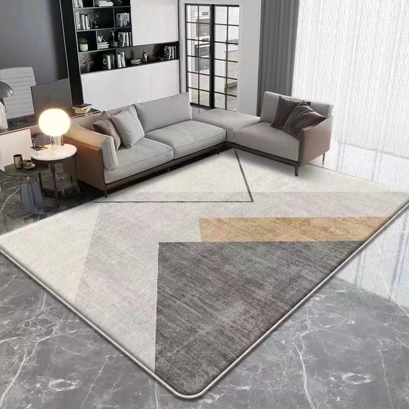 Beige Modern Rug Polyester Geometry Area Rug Washable Rug for Home Decor