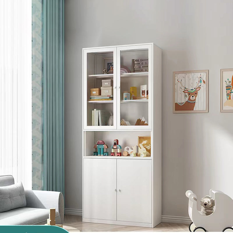 Modern Style Metal Bookshelf White Closed Back Bookcase for Home Office