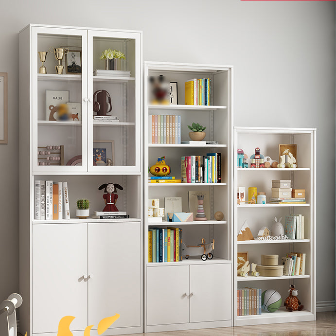 Modern Style Metal Bookshelf White Closed Back Bookcase for Home Office