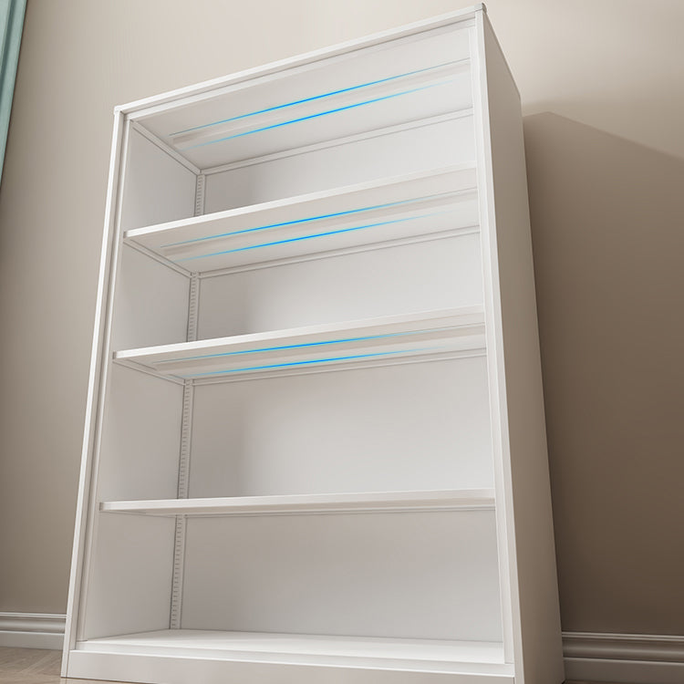 Modern Style Metal Bookshelf White Closed Back Bookcase for Home Office