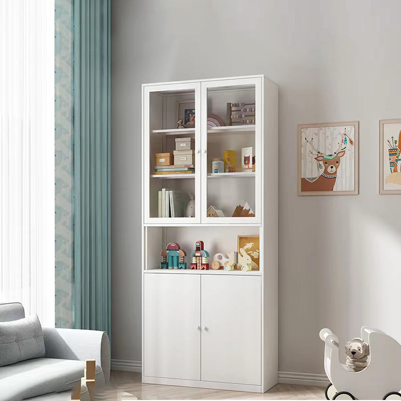 Modern Style Metal Bookshelf White Closed Back Bookcase for Home Office