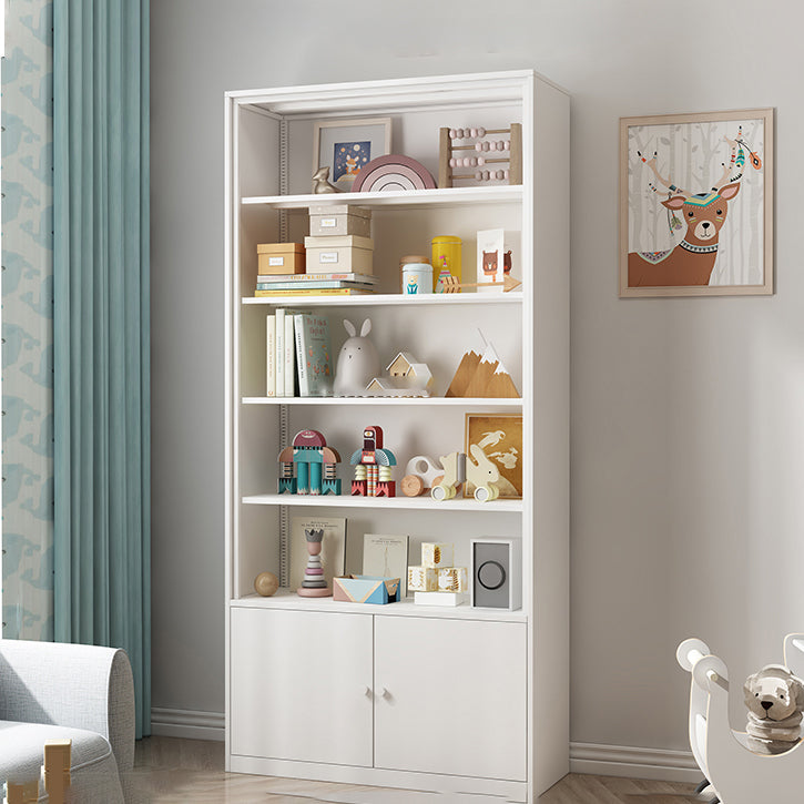 Modern Style Metal Bookshelf White Closed Back Bookcase for Home Office