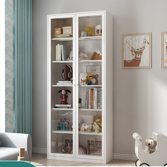 Modern Style Metal Bookshelf White Closed Back Bookcase for Home Office