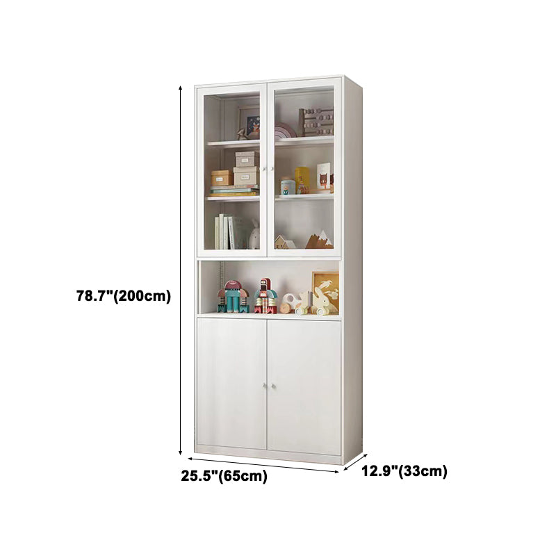 Modern Style Metal Bookshelf White Closed Back Bookcase for Home Office