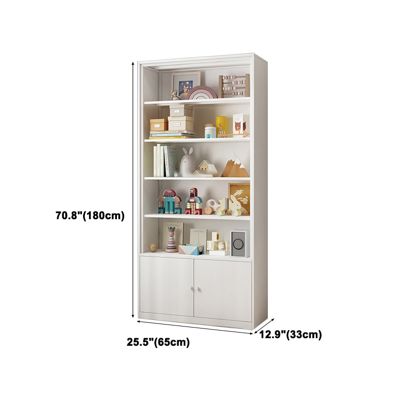 Modern Style Metal Bookshelf White Closed Back Bookcase for Home Office