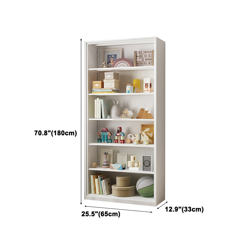 Modern Style Metal Bookshelf White Closed Back Bookcase for Home Office