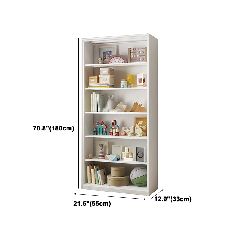 Modern Style Metal Bookshelf White Closed Back Bookcase for Home Office