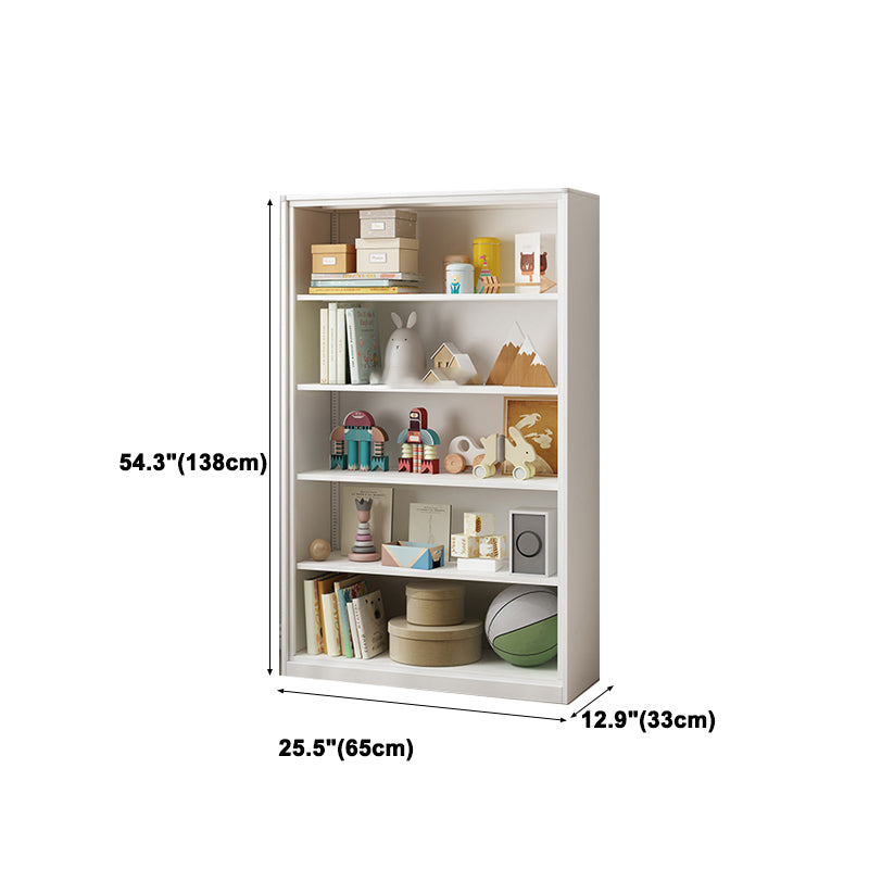 Modern Style Metal Bookshelf White Closed Back Bookcase for Home Office