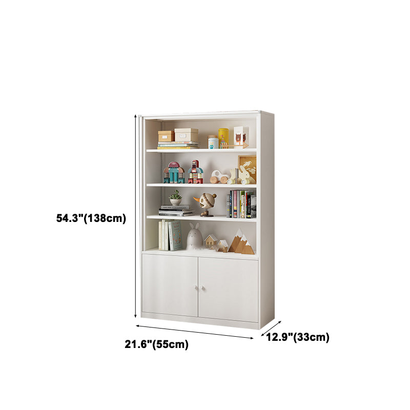 Modern Style Metal Bookshelf White Closed Back Bookcase for Home Office