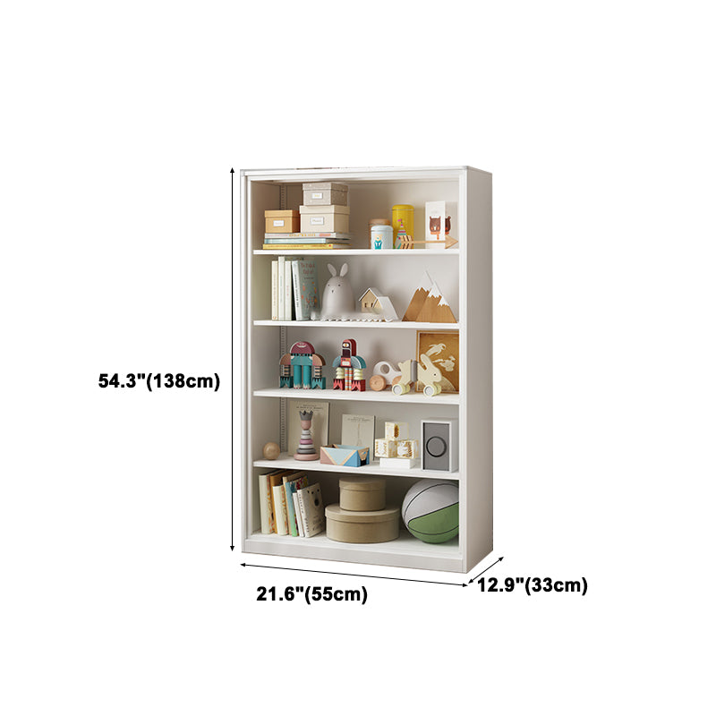 Modern Style Metal Bookshelf White Closed Back Bookcase for Home Office