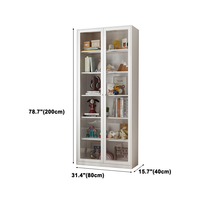 Modern Style Metal Bookshelf White Closed Back Bookcase for Home Office